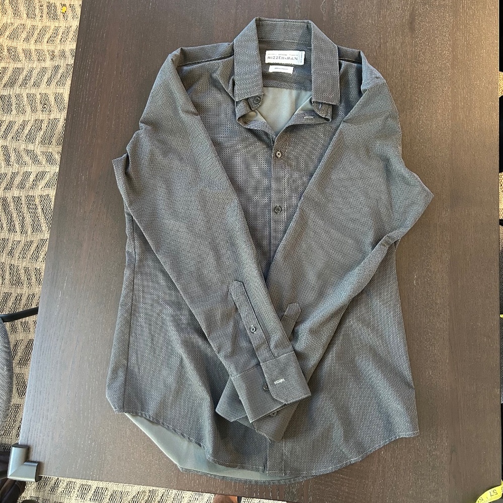 Mizzen and Main Leeward Shirt - Medium Trim Fit, Black/Dark Grey Pattern